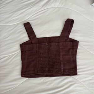 Abercrombie & Fitch Brown Linen Crop Top